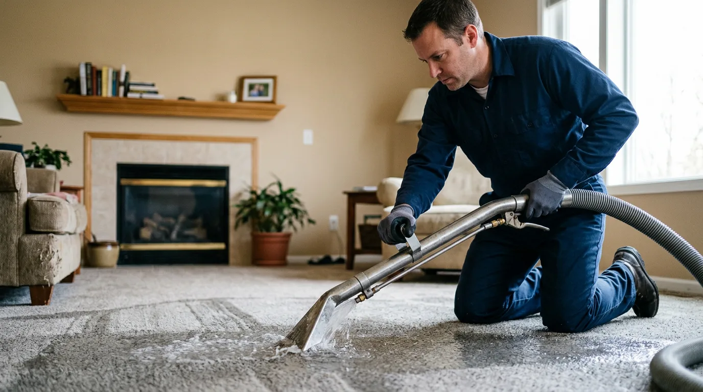 Water damage restoration technician working near West Lafayette, OH